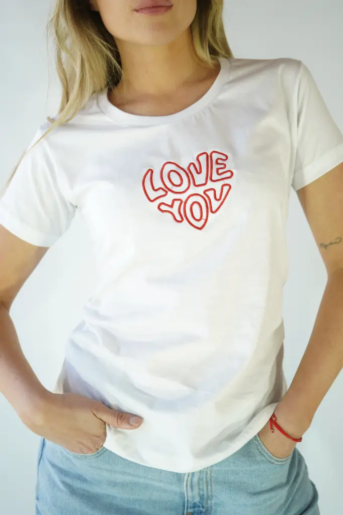 [RLY-S-BL] Remera Love You Bordado (S, Blanco)